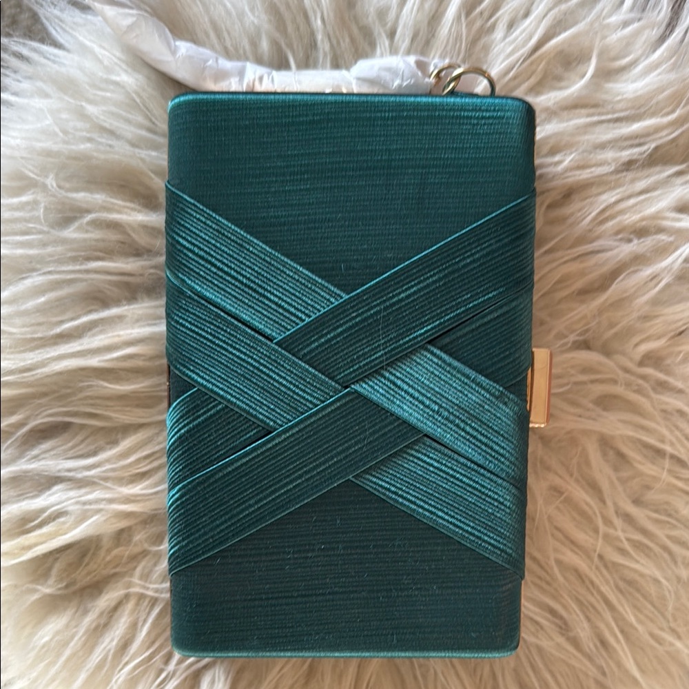 Elegant Green and Gold Clutch Bag